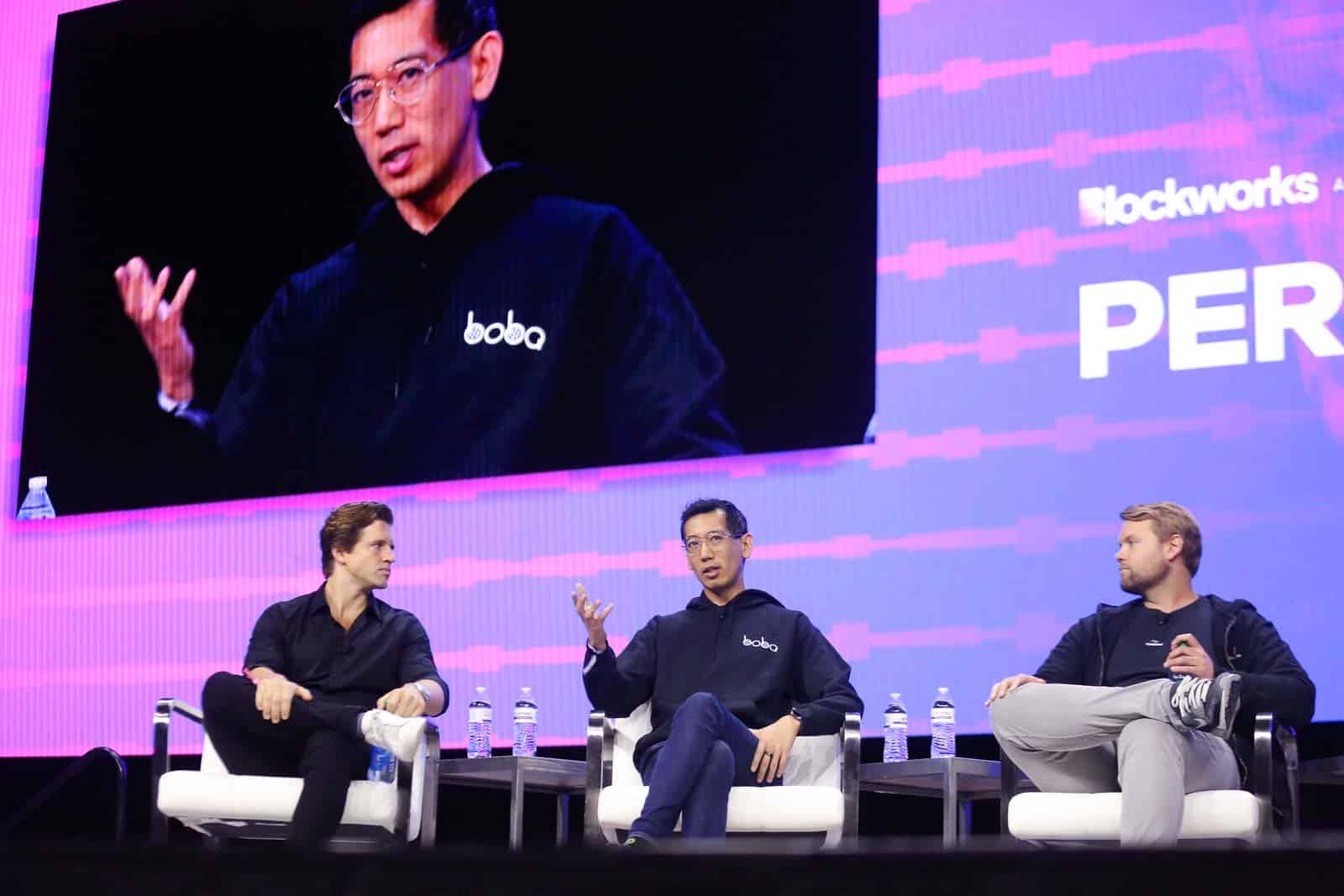 EJ Rogers of 4RC, Alan Chiu of Boba Network and Carson Cook of Tokemak on the DeFi 2.0 panel