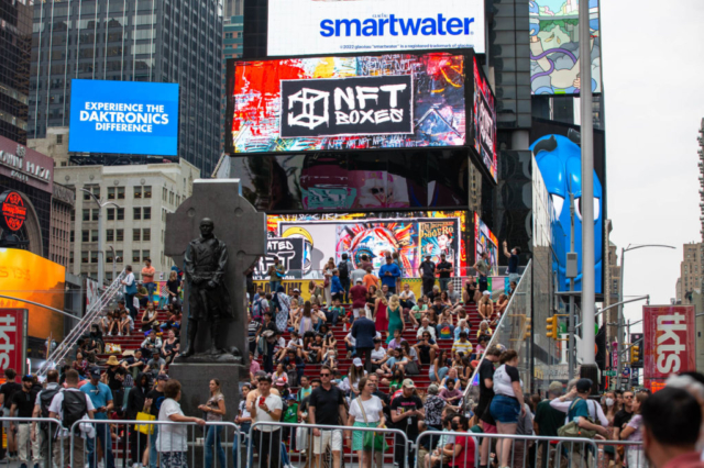 Times Square billboard for NFT boxes